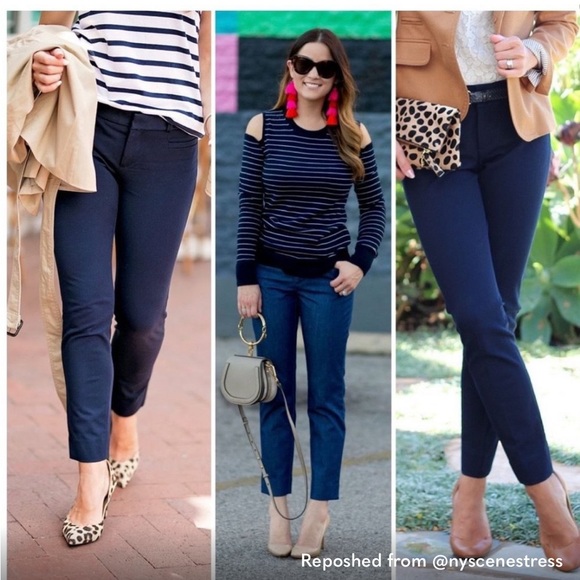 Banana Republic Sloan Navy Tuxedo Pants. Size 6 (535) - Picture 1 of 14